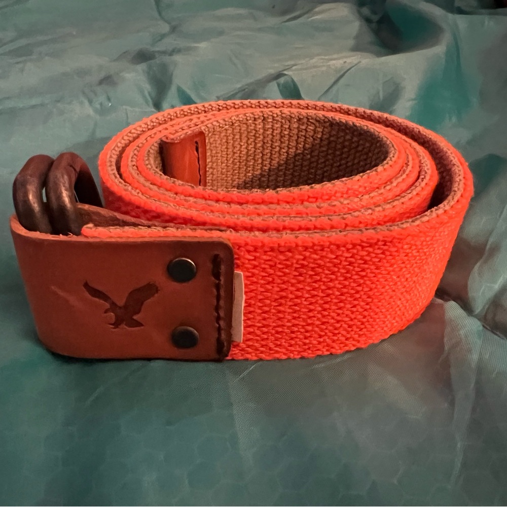 American Eagle Double-Sided Orange/Tan Canvas Belt